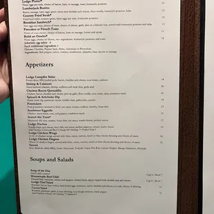 Menu - Breakfast, Appetizers, Soups and Salads