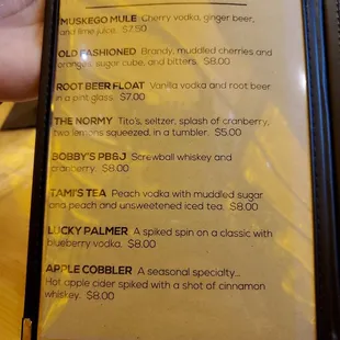 Cocktail list