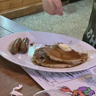 Kid's pancakes with sausage