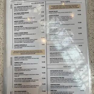 Full menu