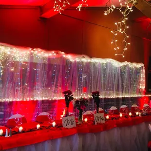 Wedding party table setup
