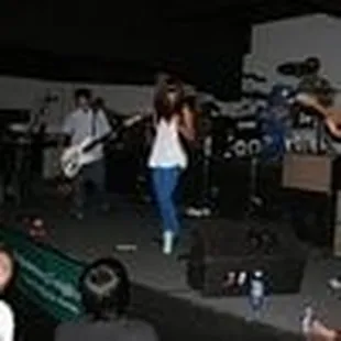a band performing on stage