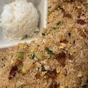 The Bacon Fried rice with a scoop of rice -- to balance the flavorful bacon. hahah
