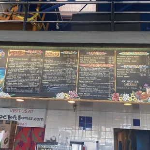 the menu of the restaurant