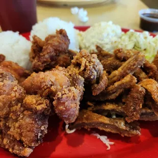 Island Style Fried Chicken and Marinated Beef Karsu Plate