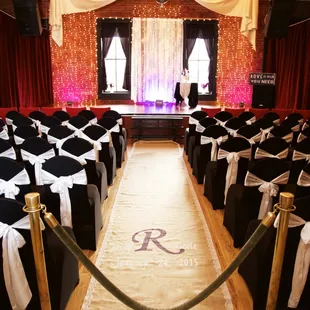 Burlap runner for wedding ceremony at The Loft Music Venue and Events Center