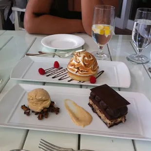 lemon tart and chocolate cake