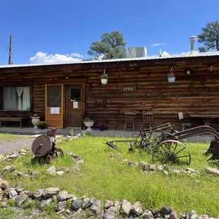 Outside a photo of The Log Cabin restaurant