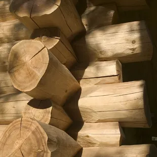 Hand hewn logs average 20" in diameter...