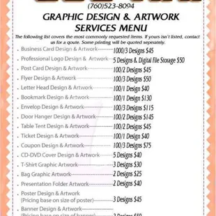 Graphics &amp; print menu