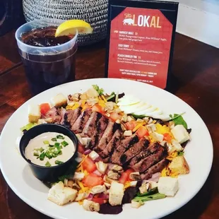 We have just what you need, a steak salad with a horseradish balsamic vinaigrette is our special this week!