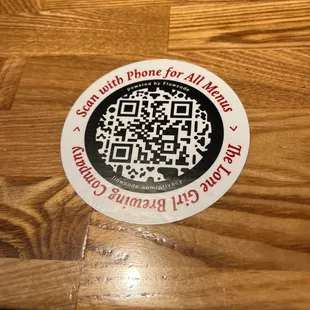 The QR code for the menu.