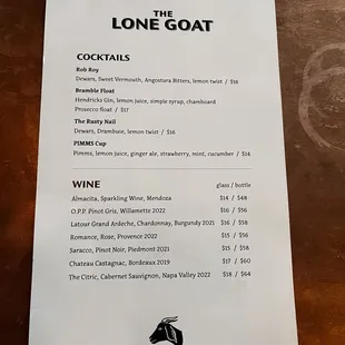 Other side of menu