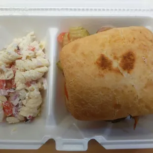 100% Angus Burger and Pasta Salad