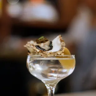 TLO Martini- gin/vodka, fresh shucked oyster+cavi bump