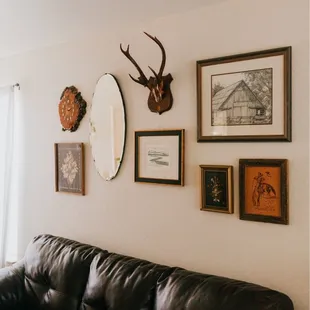 Gallery wall in "home cabin" cabin a
