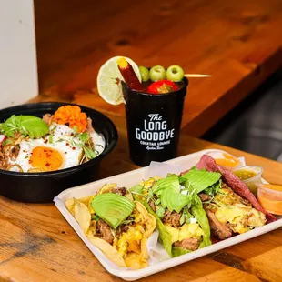 Brunch at The Long Goodbye with food from La Santa Barbacha