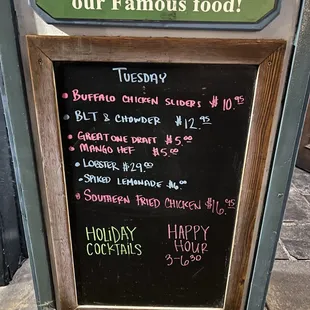 menu
