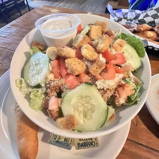 Crispy chicken Caesar salad