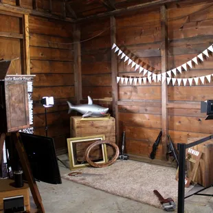 A rustic country wedding photo booth rental.
