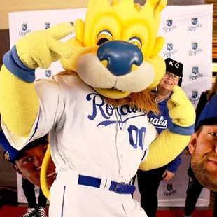 Sluggerrr in our photo booth for the Kansas City Royals home opener "First Pitch Party". Held at KC's Union Station.