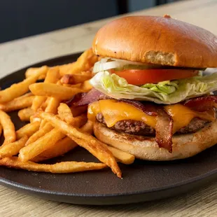 a burger and french fries