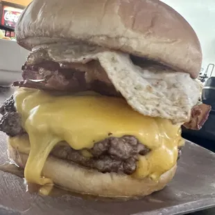 Bacon Cheeseburger w/ over easy egg