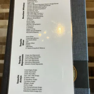 Menu - Liquor List (2 of 2)