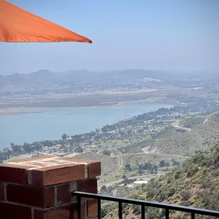 a view of a lake and mountains