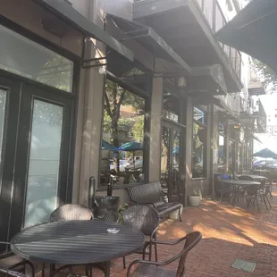 tables and chairs outside