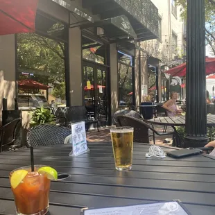 a drink and menu