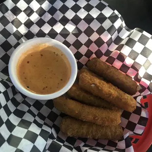 Mozzarella Sticks w/ Vodka Cream Sauce