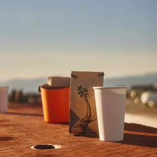 coffee cups on a table