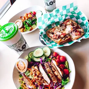 Garden salad with grilled hot chicken