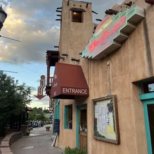 the entrance to a mexican restaurant