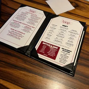 a menu on a table
