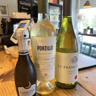 three bottles of wine
