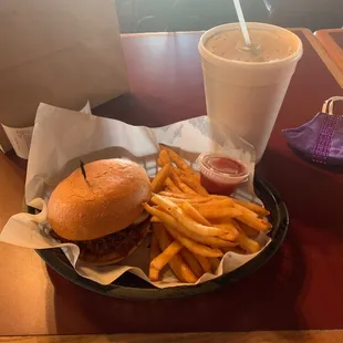 Brisket sandwich and fries