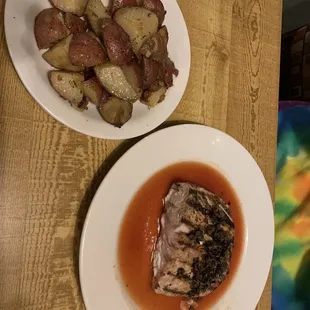 two plates of food on a table