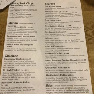 a menu for a restaurant