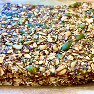 Granola bars here are house made, vegan and no refined sugars. I get a couple to go as they last for a week and are super tasty.