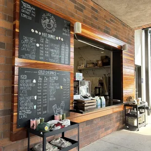 a menu on a blackboard