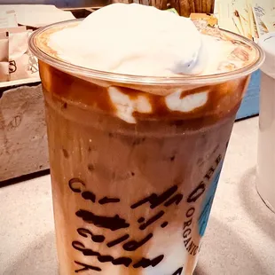 Caramel Macchiato* with lavender maple cold cream added