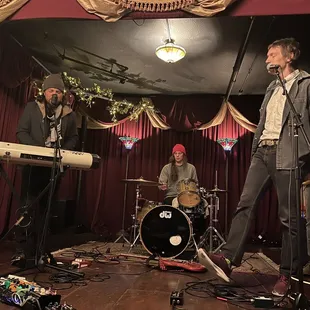 a band performing on stage