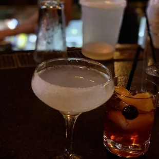 Good ole lemon drop martini &amp; old fashioned made by the bartender, Rachel.