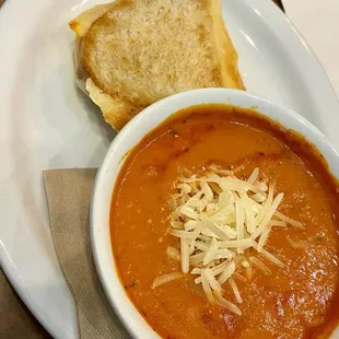 Tomato basil soup &amp; grilled cheese