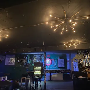 a dimly lit bar