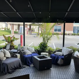 Outside patio gas fire pit