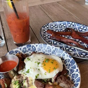Short Rib Hash, Bloody Maria, Bacon
