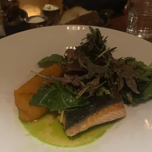 Salmon with sweet potato purée